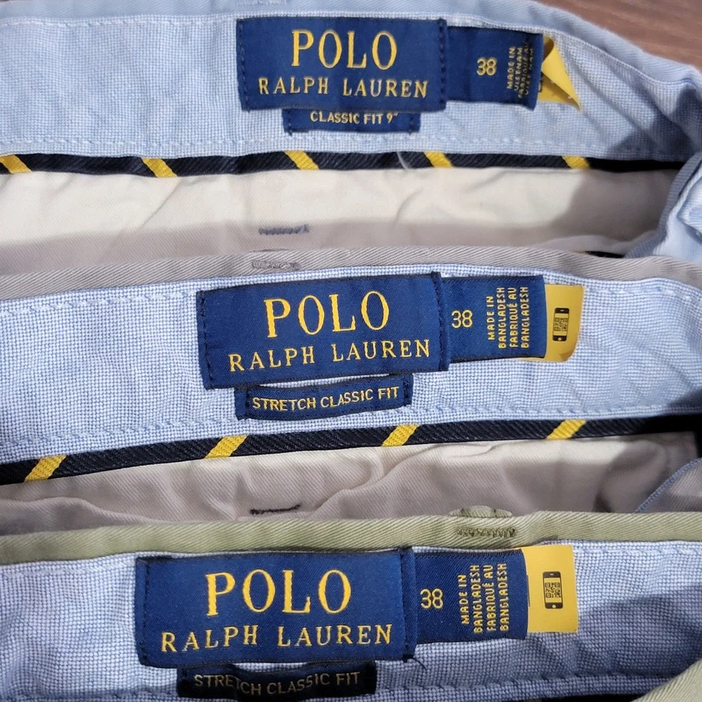 Polo Ralph Lauren Chino Shorts Mens 38 Blue Grey Green Stretch Bundle Preppy Dad - Picture 14 of 16